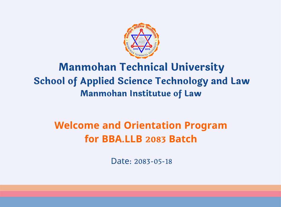 Welcome and Orientation Program for newly admitted students of BBA.LLB